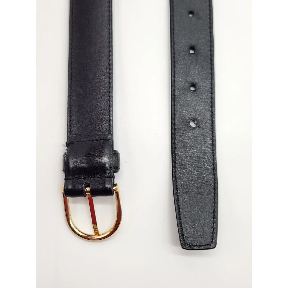 Maus & Hoffman Size 40 Black Leather Dress Belt Made In Italy